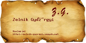 Zelnik Györgyi névjegykártya